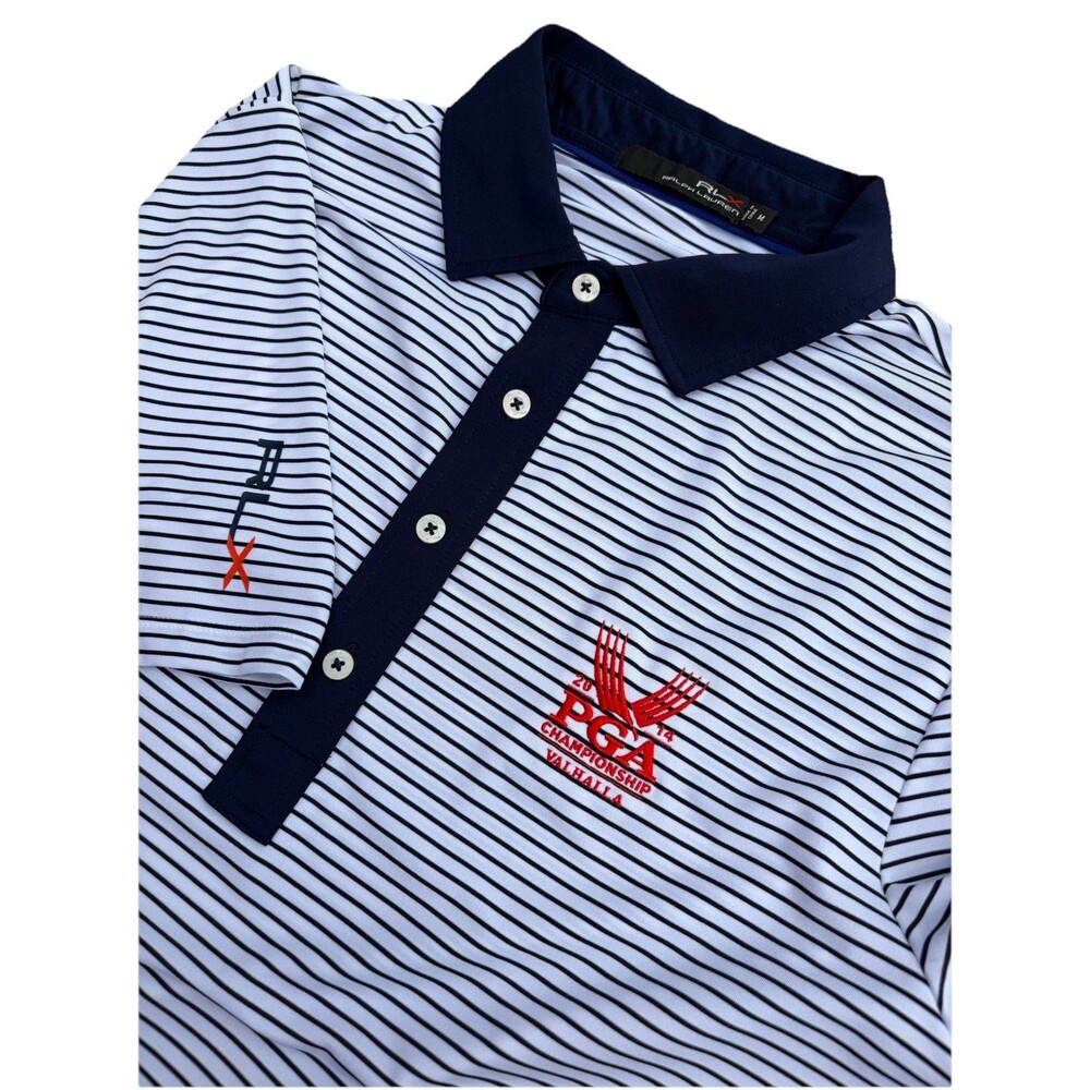 RLX Ralph Lauren Polo Shirt Mens Large* Striped 2014 PGA Championship Valhalla